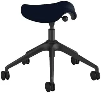 Humanscale Freedom Active Pony Stool with Navy Ginkgo Fabric and Locking Casters (Standard Cylinder 5")