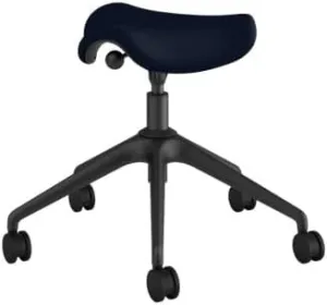 Humanscale Freedom Active Pony Stool with Navy Ginkgo Fabric and Locking Casters (Standard Cylinder 5")