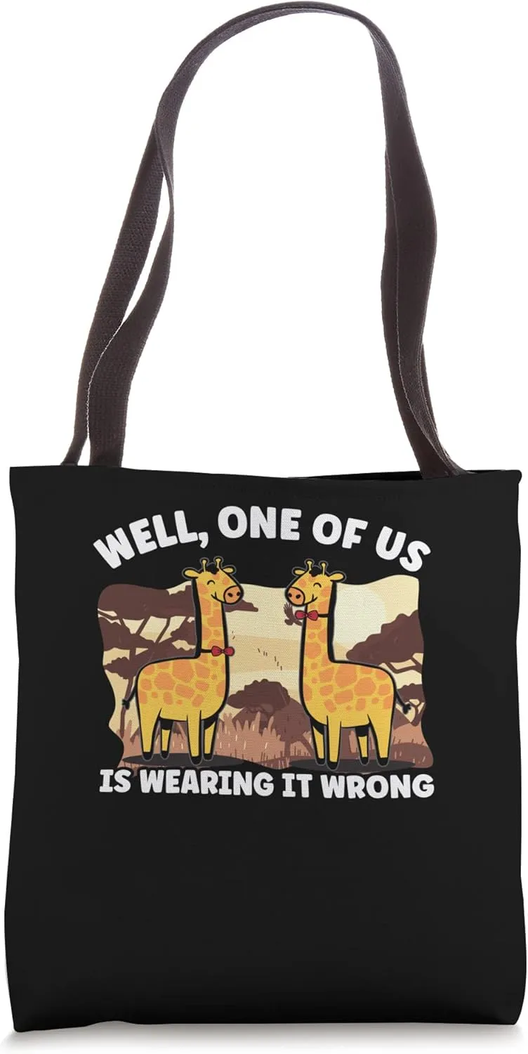 Humorous Giraffe Bow Tie Debate Zookeeper Animal Lover Tote Bag
