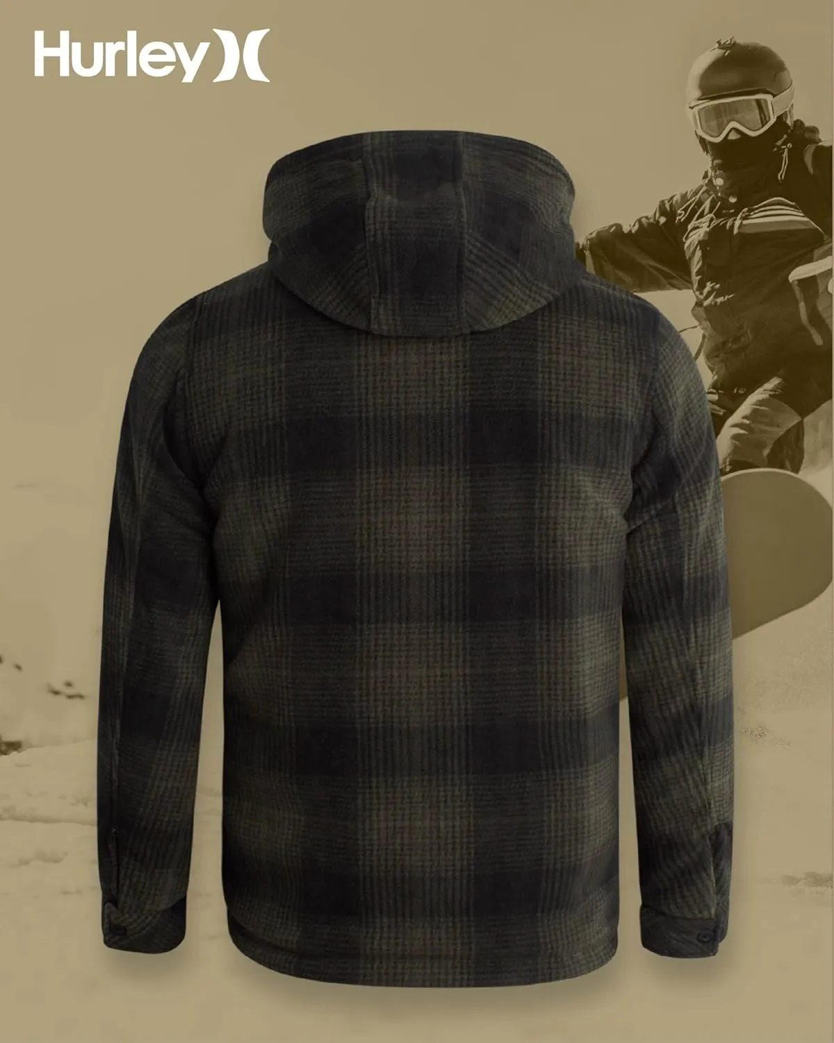 Hurley Men's Reversible Puffer Jacket - Quilted Nylon to Plaid Fleece Puffer Jacket - Insulated Winter Jackets for Men (S-XL)