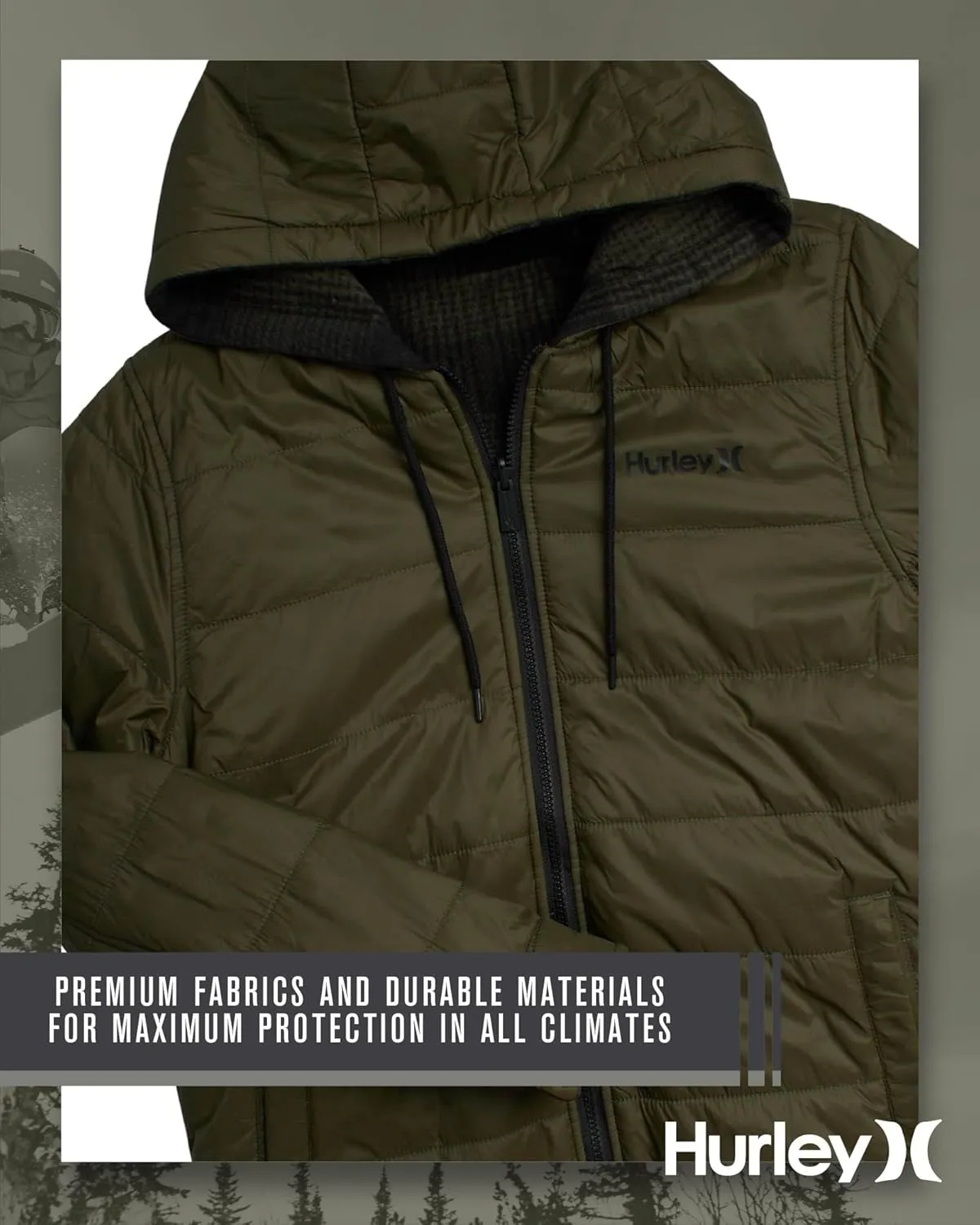 Hurley Men's Reversible Puffer Jacket - Quilted Nylon to Plaid Fleece Puffer Jacket - Insulated Winter Jackets for Men (S-XL)