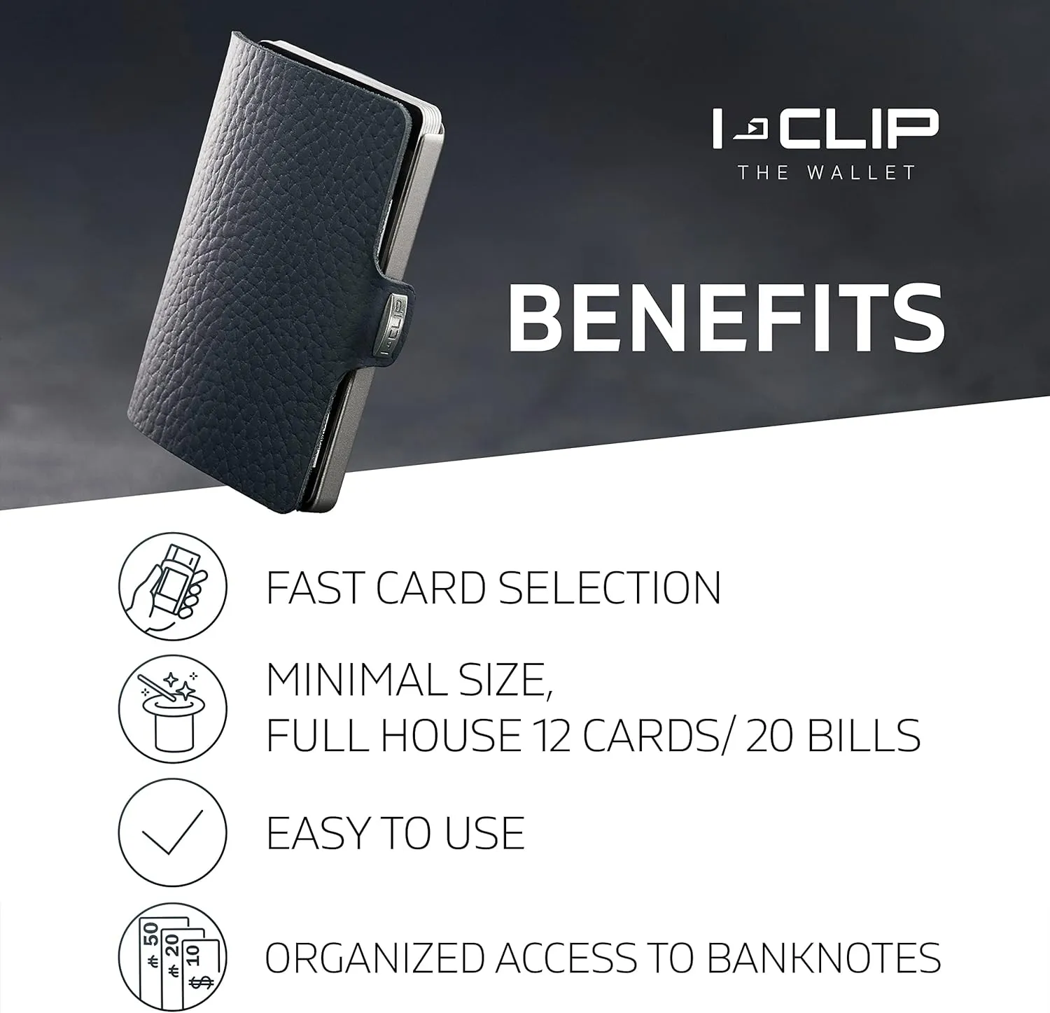 I-CLIP, Premium Men's Leather Wallet, Versatile Changeable Money clip, Secure Card Holder, Compact Men's Wallet Minimalist, Sleek Slim Design, Perfect Money Clip Wallet for Men