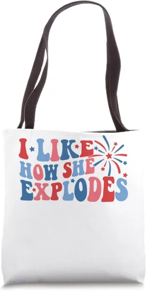 I Like How She Explodes Matching Couple 4th Of July Firework Tote Bag