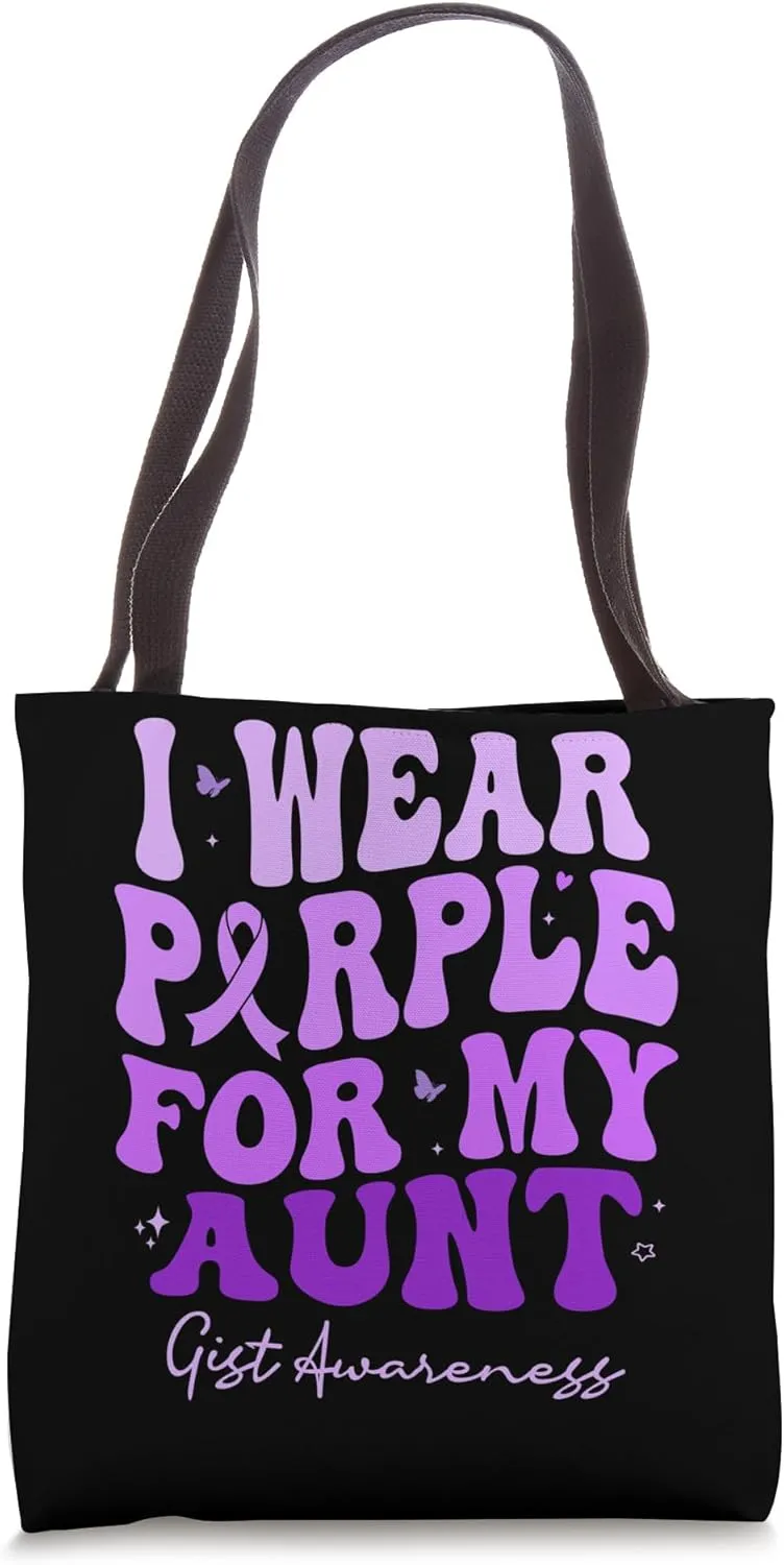 I Wear Purple For My Aunt GIST Awareness Retro Groovy Tote Bag
