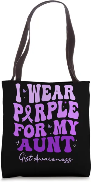 I Wear Purple For My Aunt GIST Awareness Retro Groovy Tote Bag