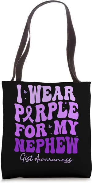 I Wear Purple For My Nephew GIST Awareness Retro Groovy Tote Bag