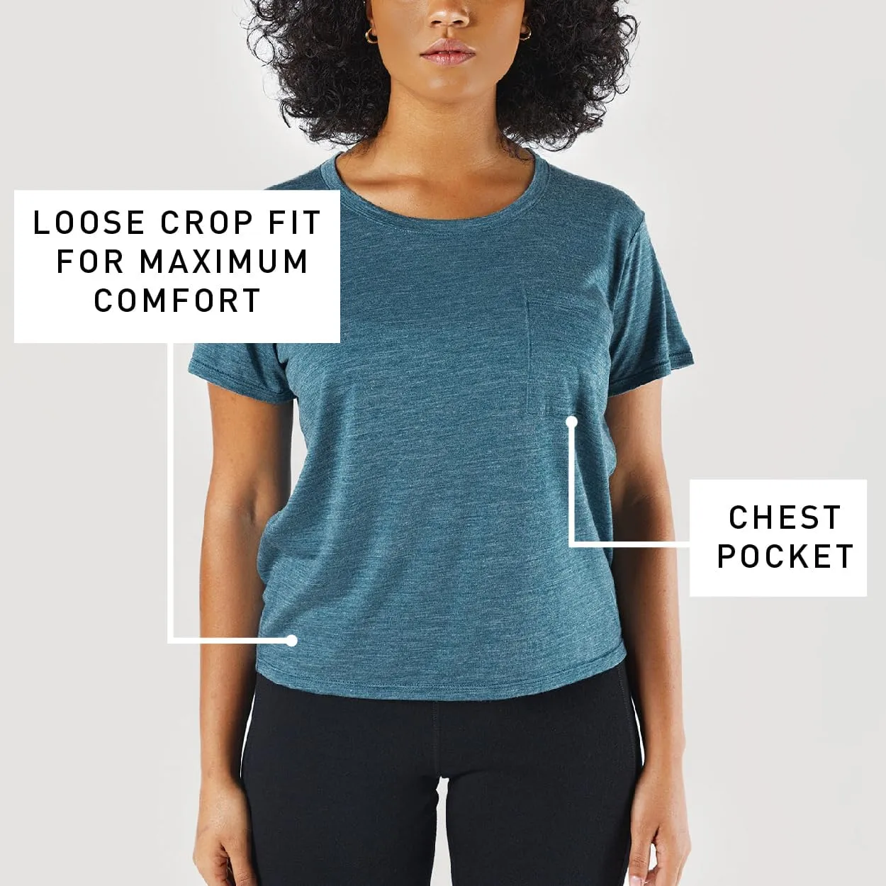 IBEX Merino Wool Paradox Pocket Short Sleeve Tee for Women | Lightweight & Breathable Solid Crew Neck Women's Top