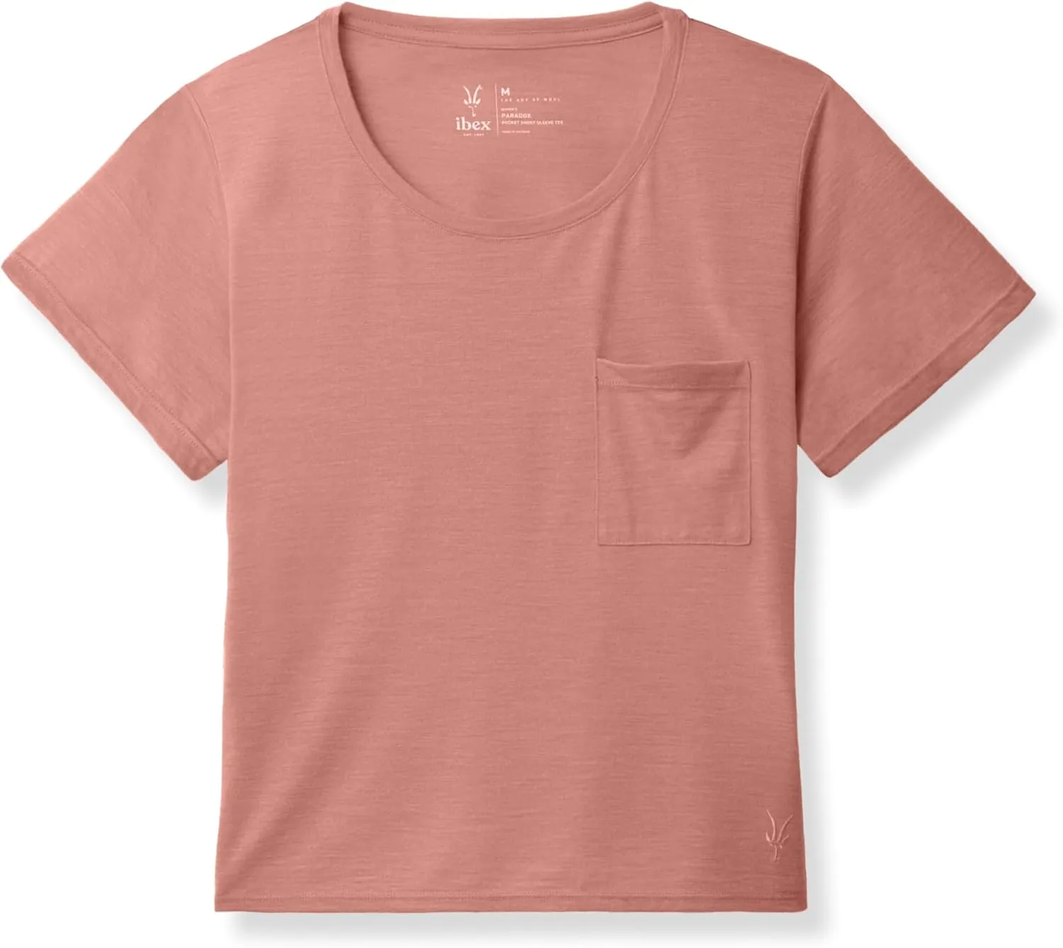 IBEX Merino Wool Paradox Pocket Short Sleeve Tee for Women | Lightweight & Breathable Solid Crew Neck Women's Top
