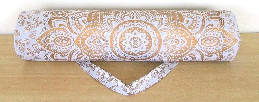 ICC Black Gold Mandala Full-Zip Exercise Yoga Mat Carry Bag Gym Beach Pilates Carrier Bags Hippie Mandala Indian Cotton Bag
