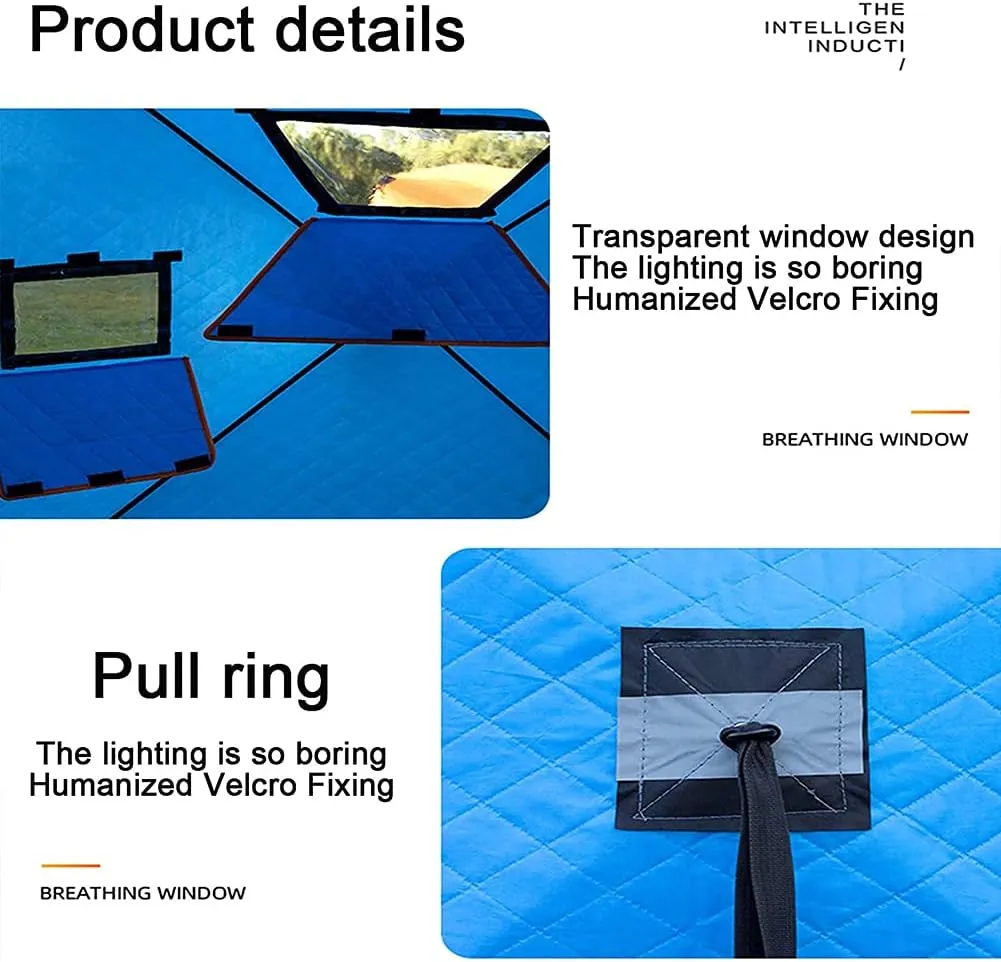 Ice Fishing Shelter 3-4 Person Portable Ice Fishing Tent with with Anchors, Tie Ropes, and Carrying Bag Winter Ice Shanty Tent for Outdoor Camping