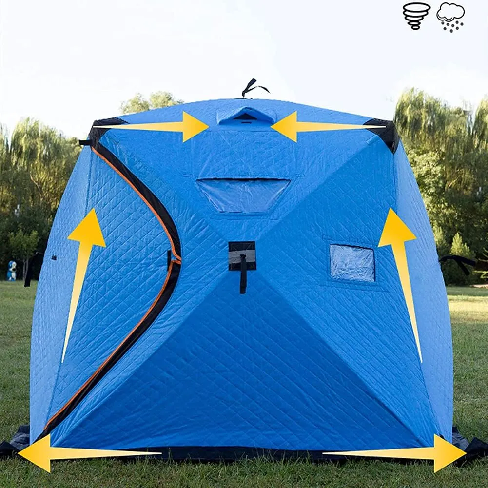 Ice Fishing Shelter 3-4 Person Portable Ice Fishing Tent with with Anchors, Tie Ropes, and Carrying Bag Winter Ice Shanty Tent for Outdoor Camping