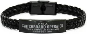 I'm a Switchboard Operator That Should Explain Everything Switchboard Operator Braided Leather Bracelet Gifts, Sarcasm Switchboard Operator Coworker Birthday Gifts for Friend Gag