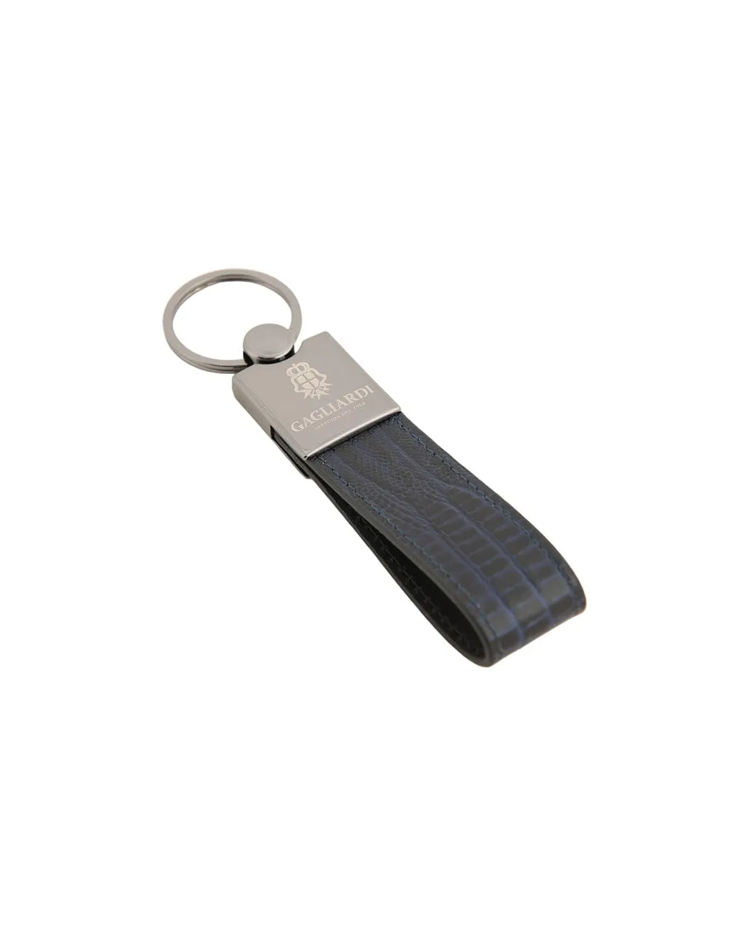 Imitation Snake Skin Leather Navy Key Fob