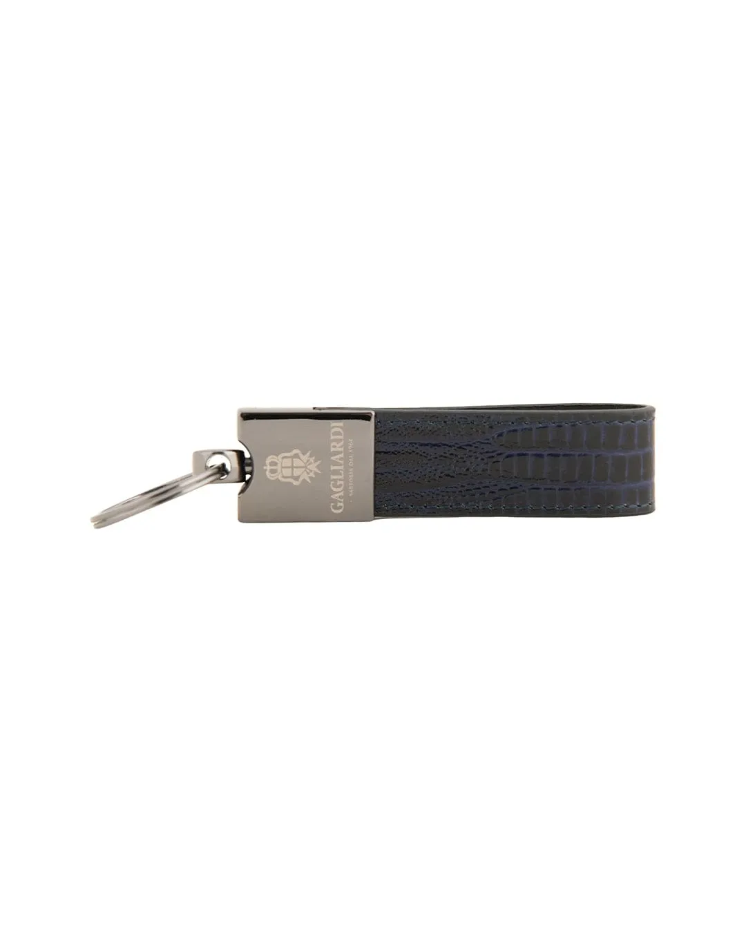 Imitation Snake Skin Leather Navy Key Fob
