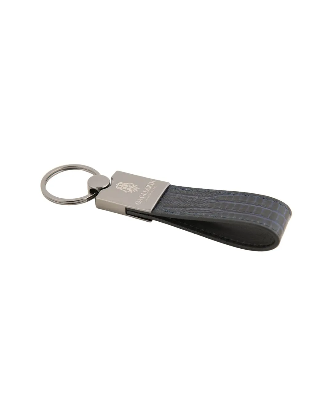 Imitation Snake Skin Leather Navy Key Fob