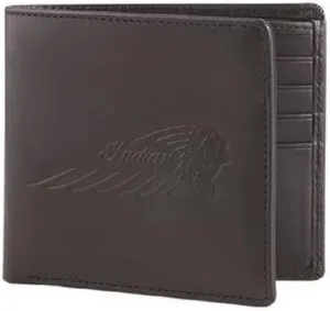 Indian Motorcycle Leather Bi-Fold Wallet with Embossed Logo, Black