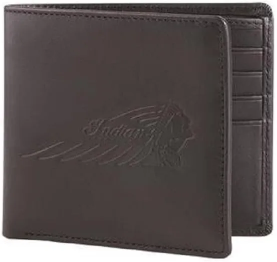 Indian Motorcycle Leather Bi-Fold Wallet with Embossed Logo, Black