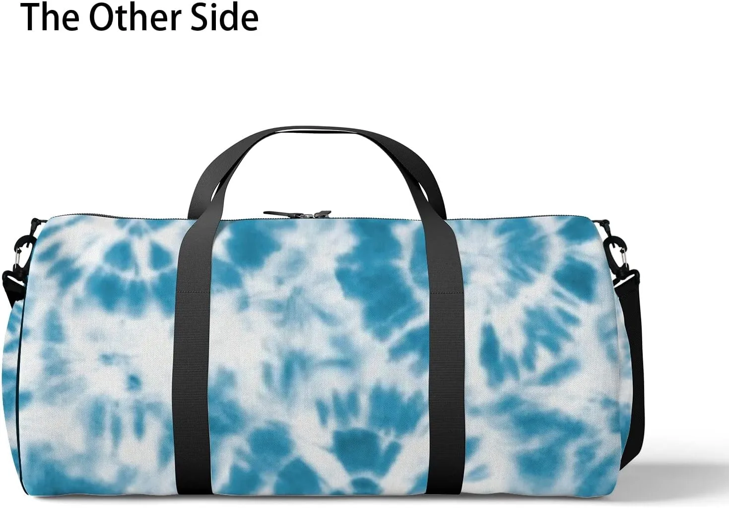 Indigo Blue Circle Tie Dye Sports Duffel Bag Travel Gym Tote Bags Lightweight Durable Shoulder Strap Waterproof Polyester Outside Mesh Pocket Overnight Trip Duffel Bag for Women Men
