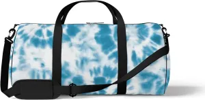 Indigo Blue Circle Tie Dye Sports Duffel Bag Travel Gym Tote Bags Lightweight Durable Shoulder Strap Waterproof Polyester Outside Mesh Pocket Overnight Trip Duffel Bag for Women Men