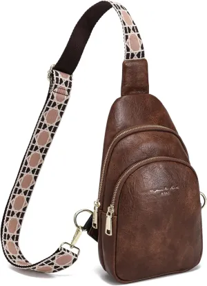 INICAT Crossbody Sling Bags Fanny Packs Leather Purses Chest Bag for Women