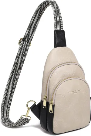 INICAT Crossbody Sling Bags Fanny Packs Leather Purses Chest Bag for Women