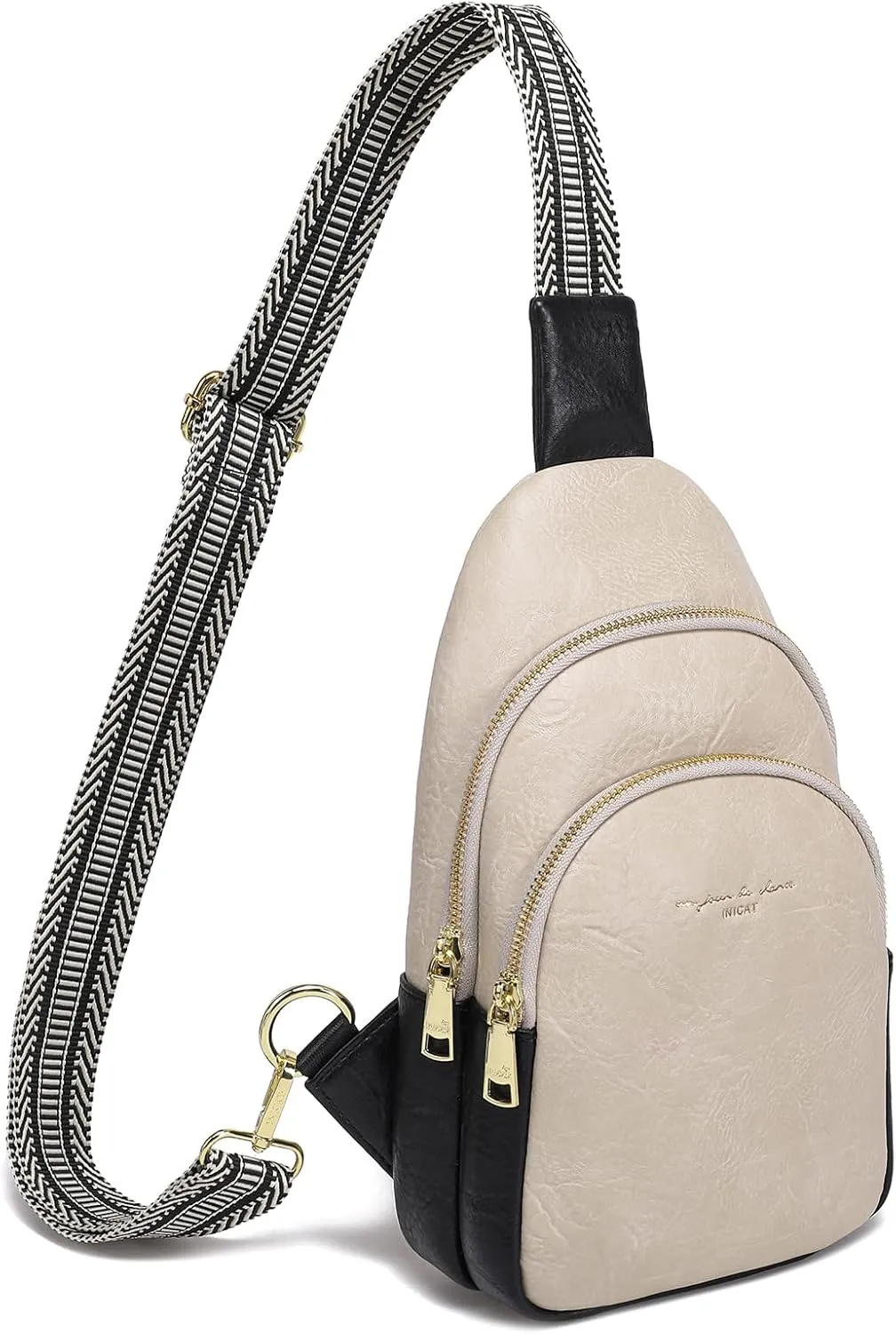 INICAT Crossbody Sling Bags Fanny Packs Leather Purses Chest Bag for Women