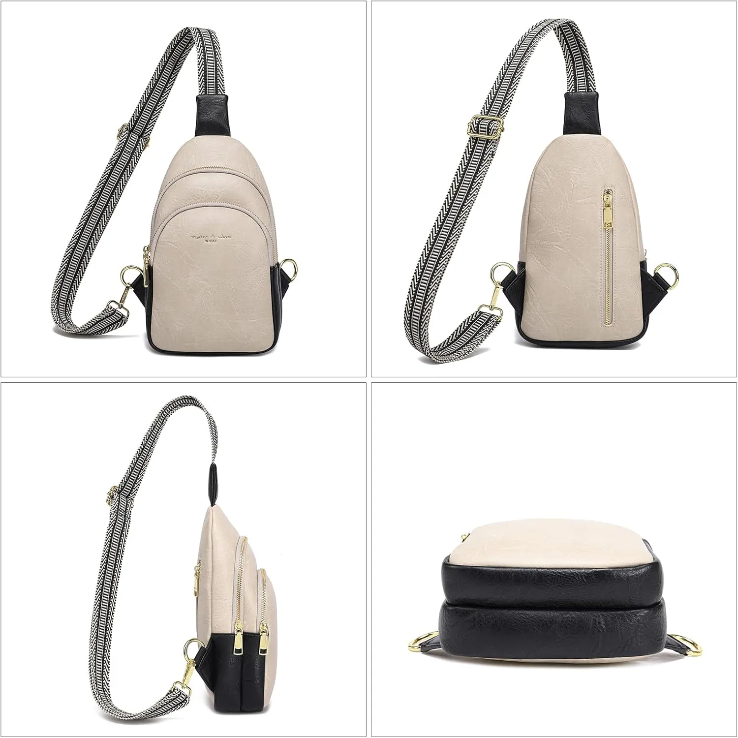 INICAT Crossbody Sling Bags Fanny Packs Leather Purses Chest Bag for Women
