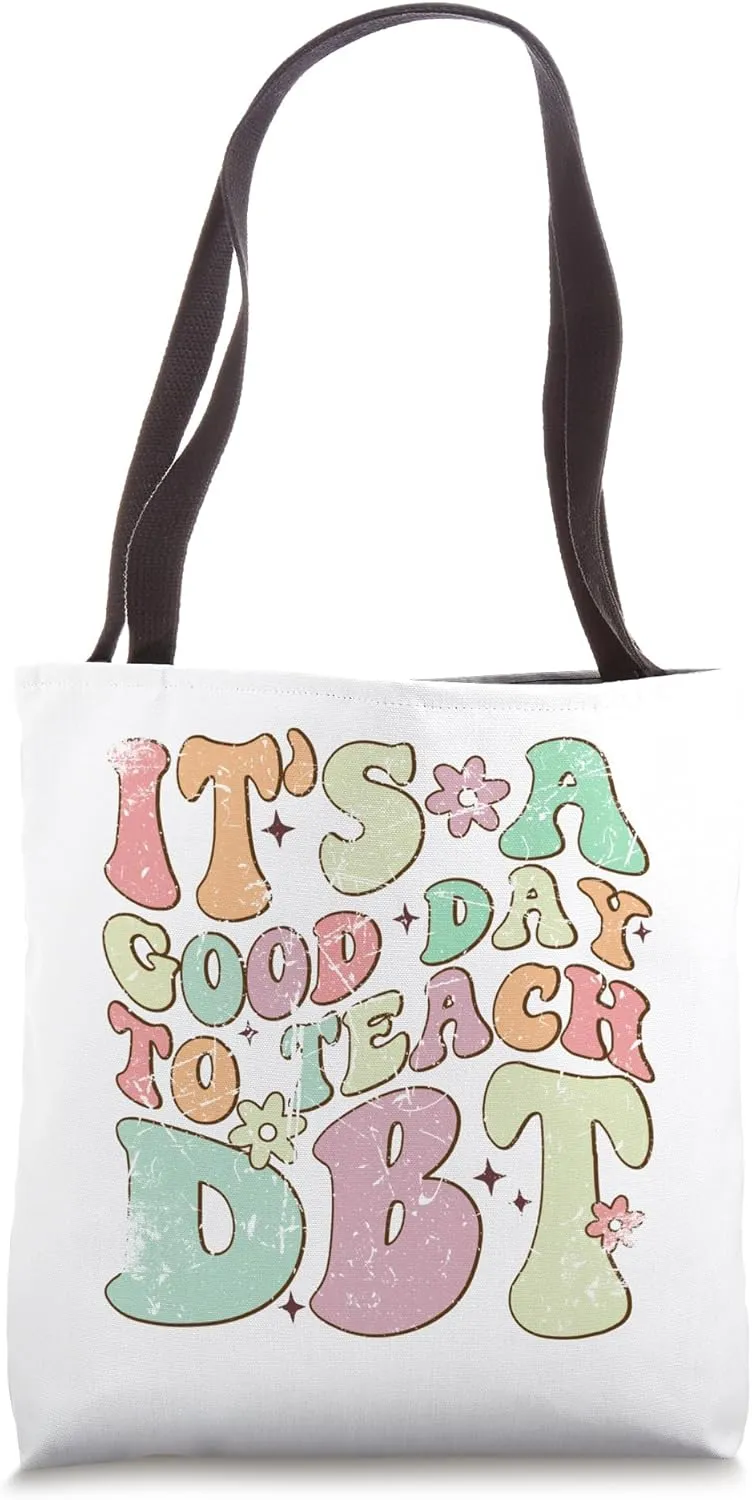 It's A Good Day To Teach DBT Therapist Groovy Retro Pastel Tote Bag