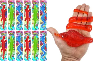 JA-RU Giant Sticky Lizard, Alligator, Snake Stretchy Fidget Toy (12 Pack Assorted) Fake Rubber Snake for Kids. Stress Relief Toy. Reptile Party Favors, Goodie Bags Stuffers. 430-12p