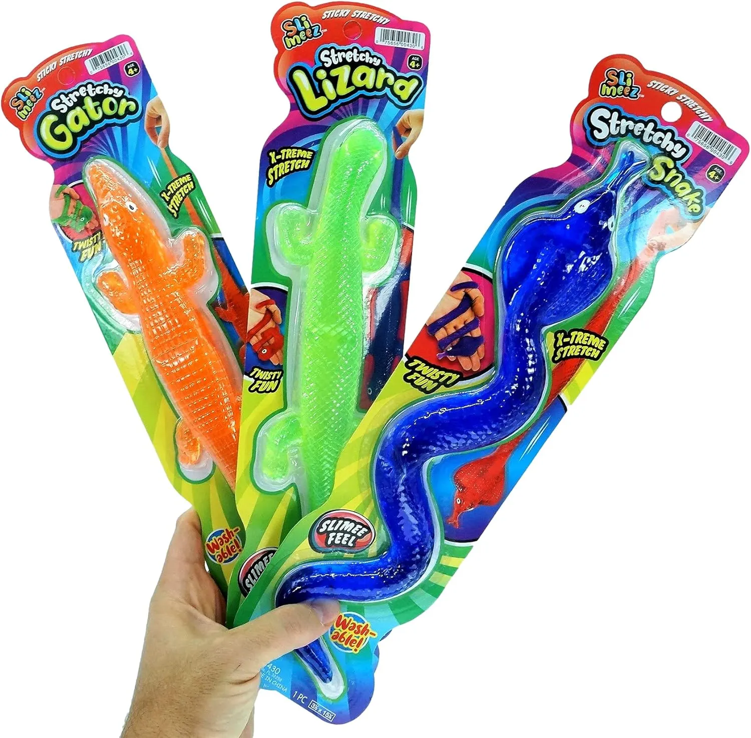 JA-RU Giant Sticky Lizard, Alligator, Snake Stretchy Fidget Toy (12 Pack Assorted) Fake Rubber Snake for Kids. Stress Relief Toy. Reptile Party Favors, Goodie Bags Stuffers. 430-12p