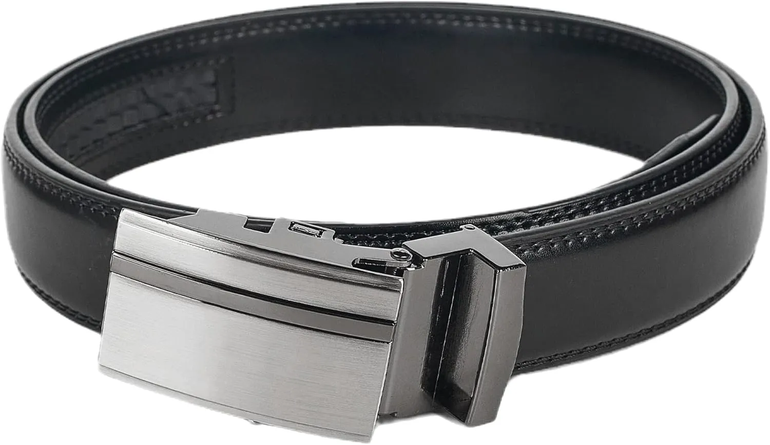 Jacob Alexander Men's Genuine Leather Adjustable Dress Ratchet Track Belt with Sleek Single Stripe Click Buckle