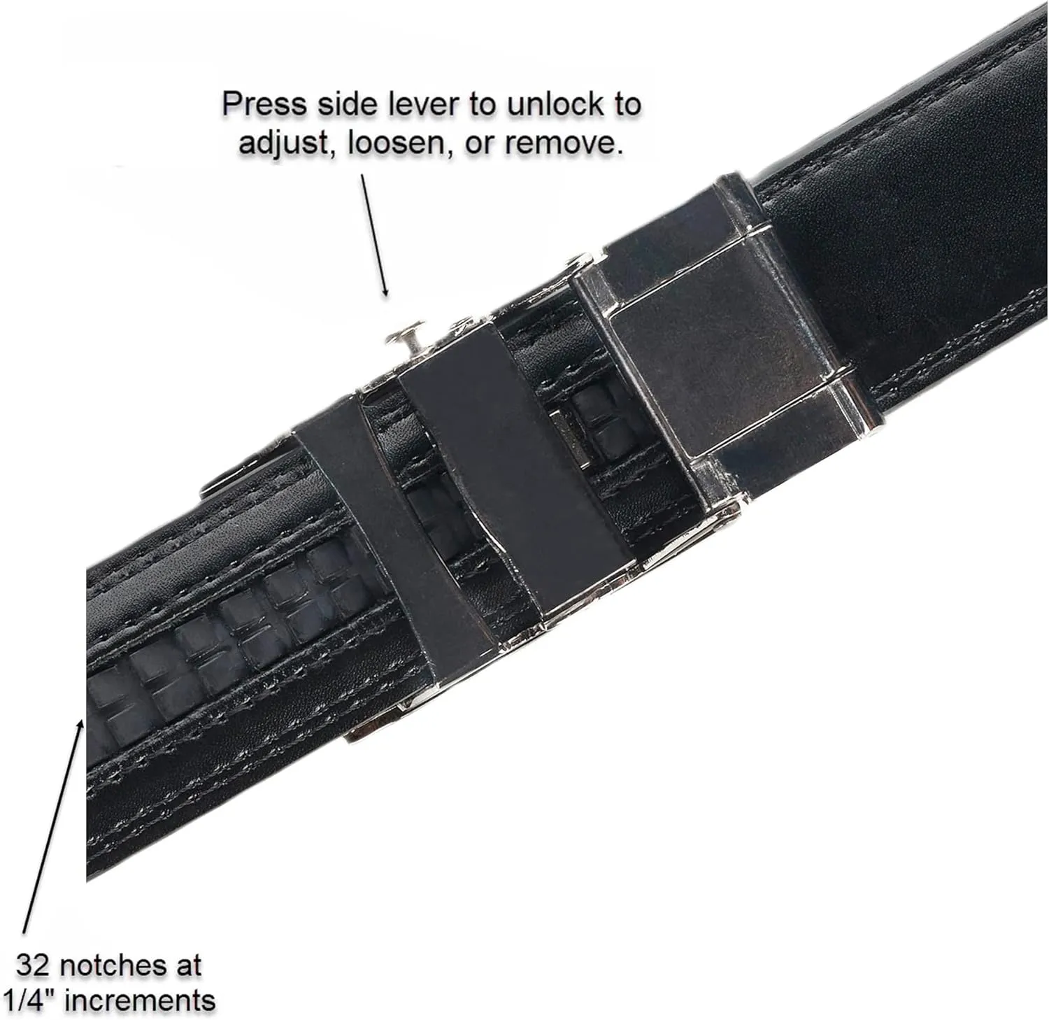 Jacob Alexander Men's Genuine Leather Adjustable Dress Ratchet Track Belt with Sleek Single Stripe Click Buckle
