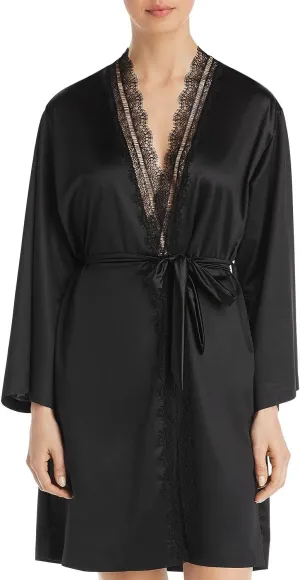 Jason Wu Women's Stretch Satin Short Robe, Black