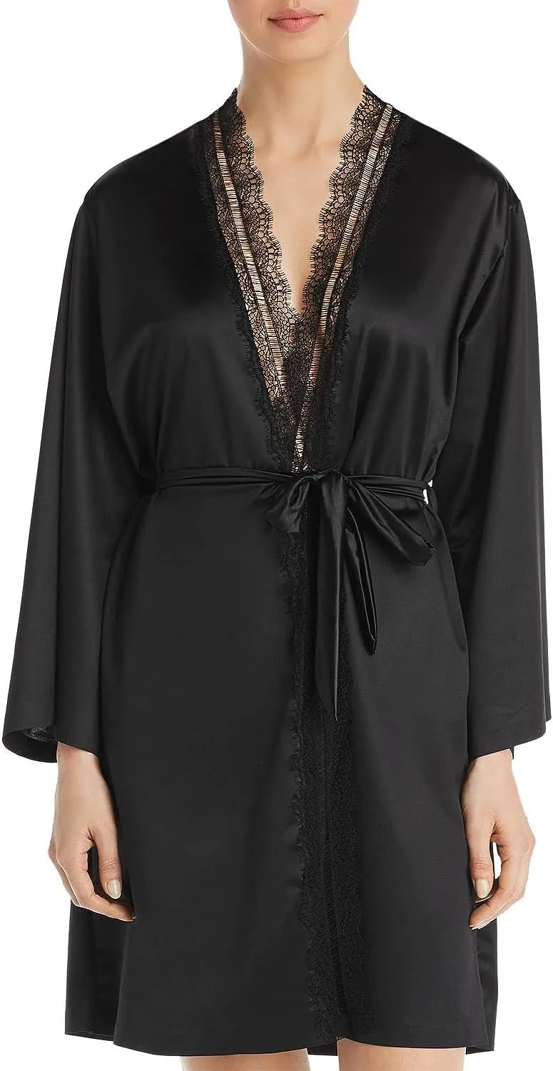 Jason Wu Women's Stretch Satin Short Robe, Black