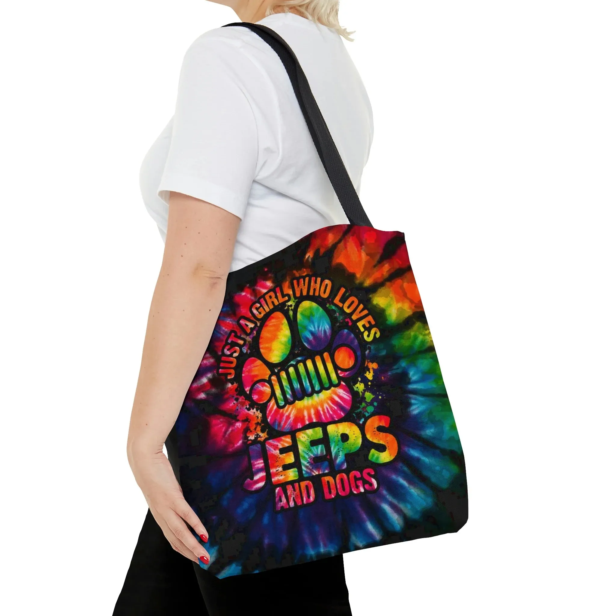 Jeep Dog Paw Colorful Tie Dye Tote Bag Canvas Bag
