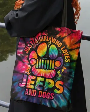 Jeep Dog Paw Colorful Tie Dye Tote Bag Canvas Bag