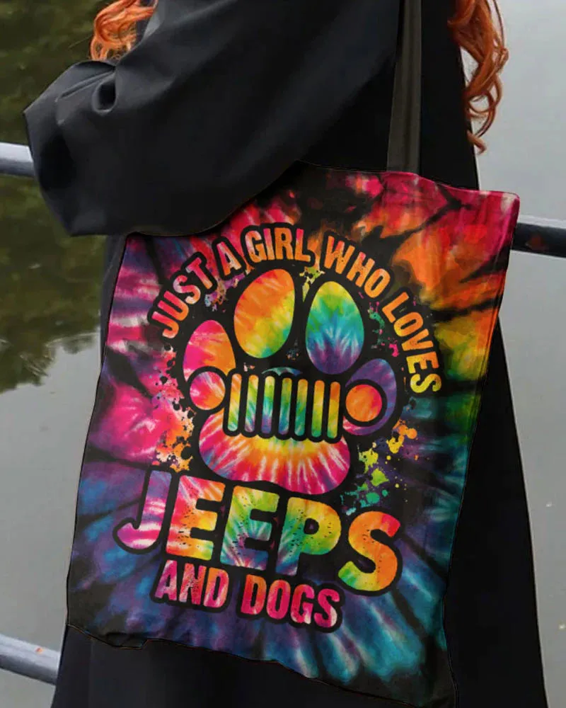 Jeep Dog Paw Colorful Tie Dye Tote Bag Canvas Bag