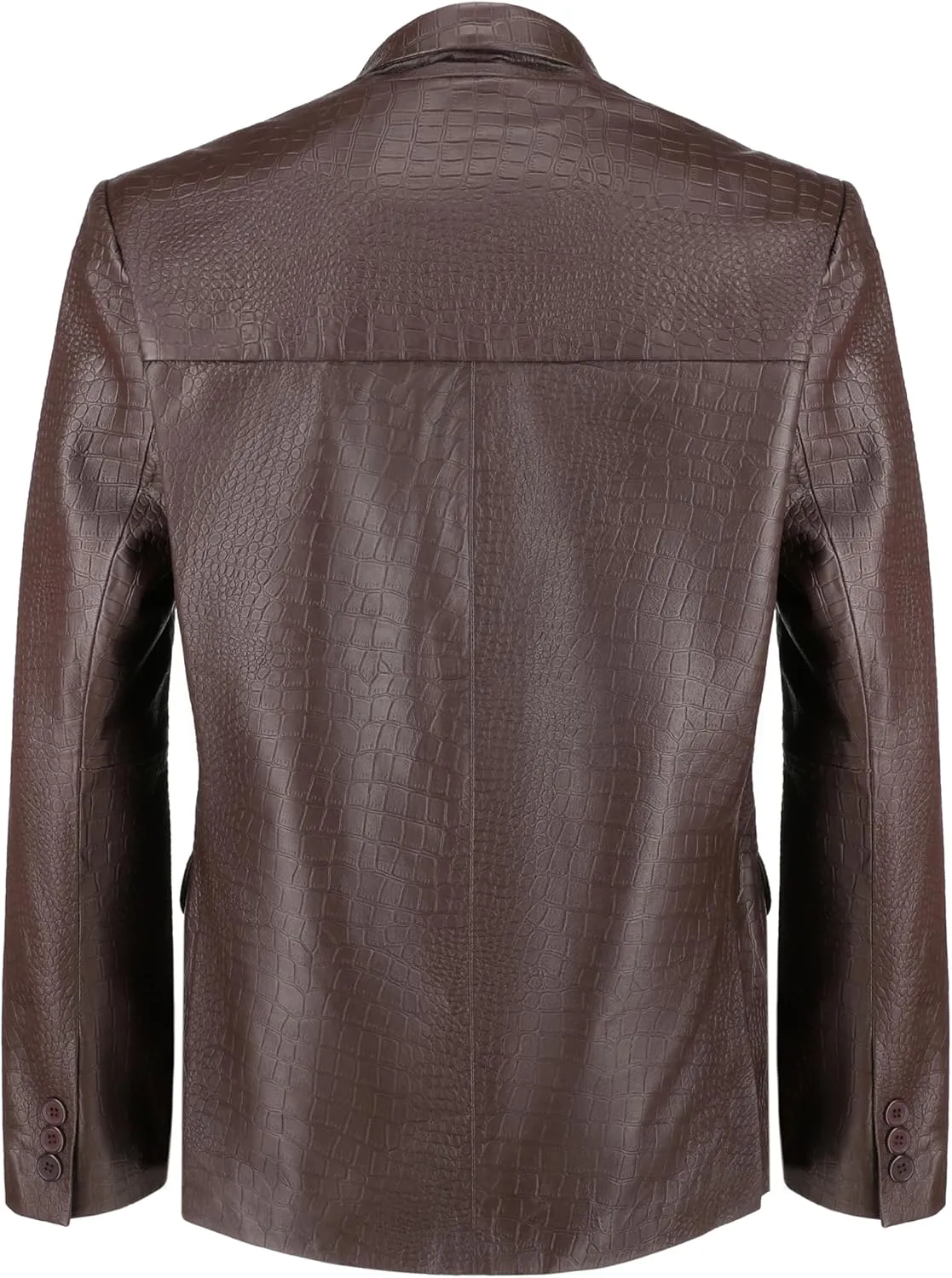 Jild 2-Button Croco Printed Premium Leather Blazer For Men - Notched Lapel Casual Coat Style Lambskin Leather Jacket Men