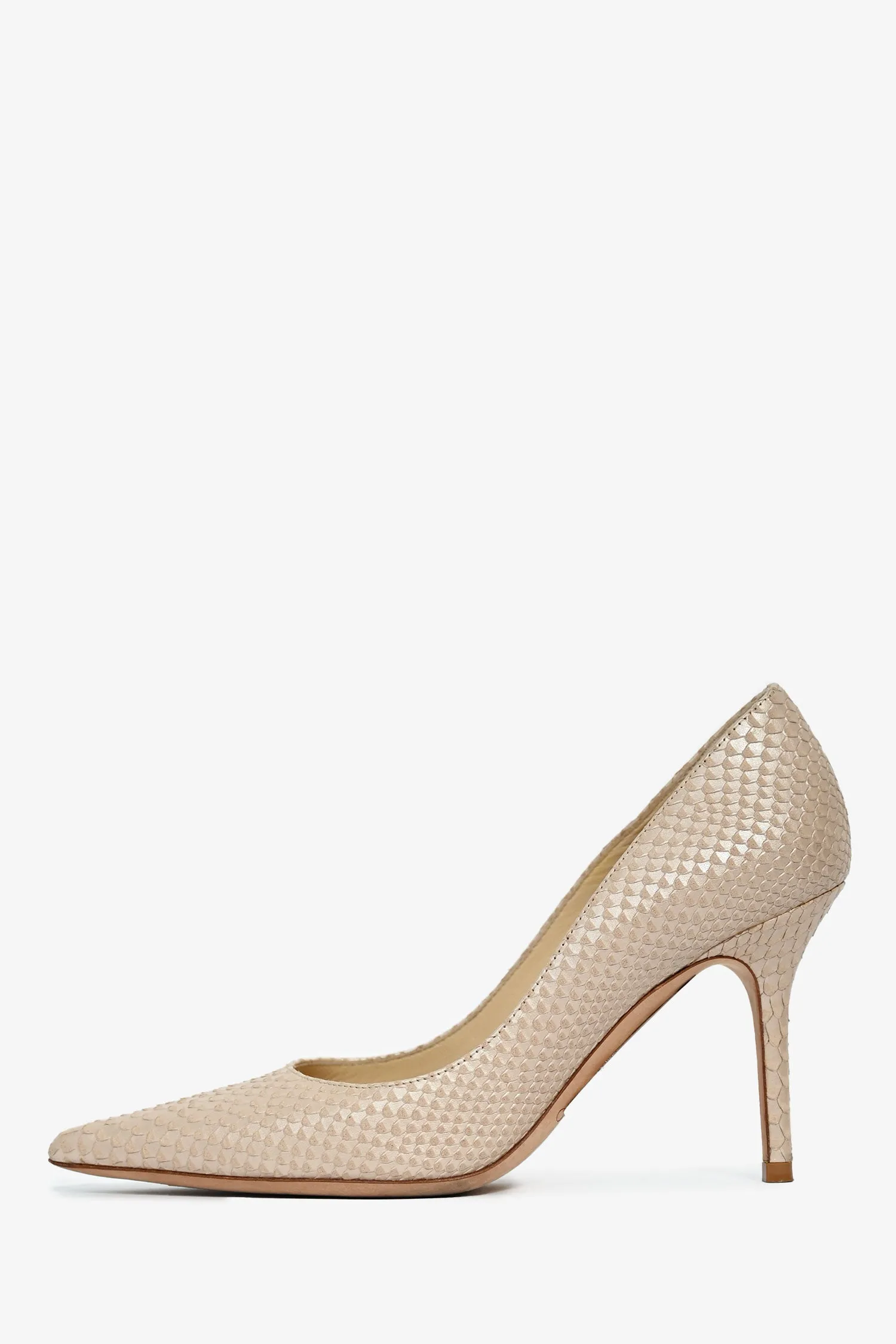Jimmy Choo Nude Snake Embossed Leather 'Agnes' Pumps Size 35.5