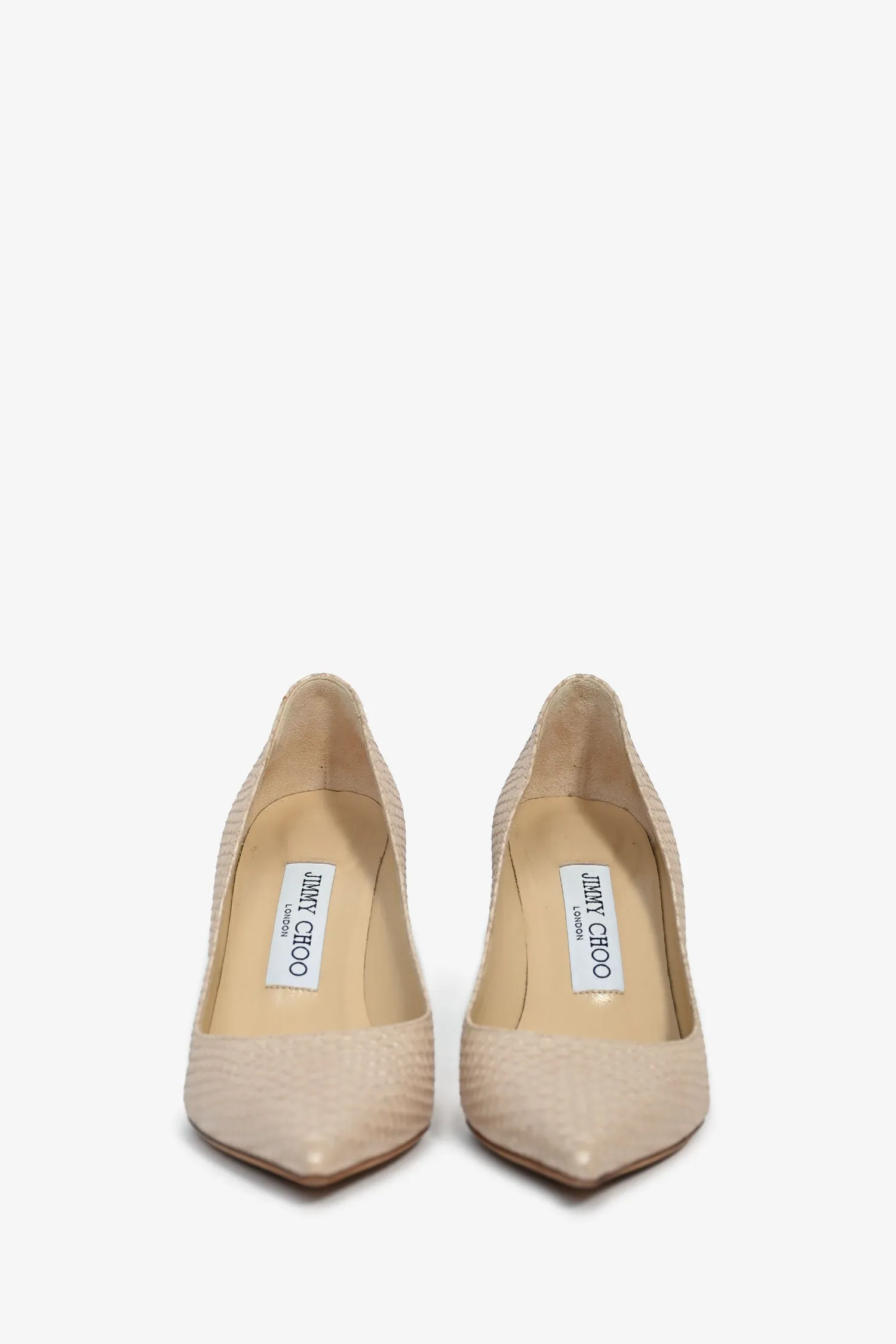 Jimmy Choo Nude Snake Embossed Leather 'Agnes' Pumps Size 35.5