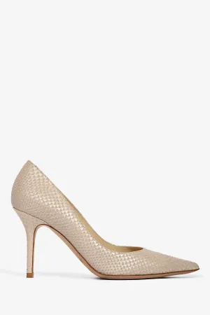 Jimmy Choo Nude Snake Embossed Leather 'Agnes' Pumps Size 35.5