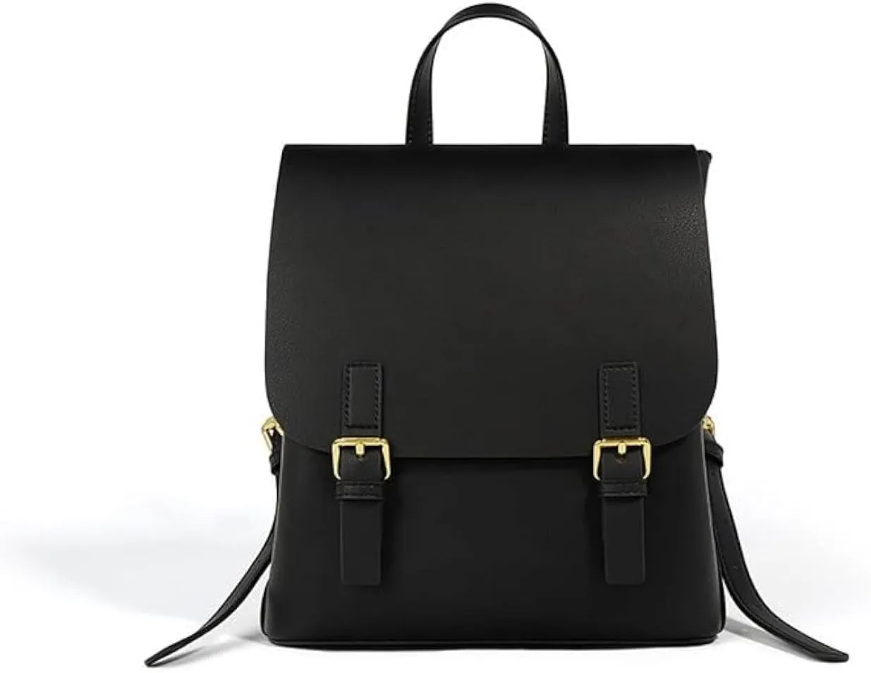 JIUFENG Mini Leather Backpack for Women, Ladies Small Backpack Purse,Sleek Handbag Travel Daypack (Black)