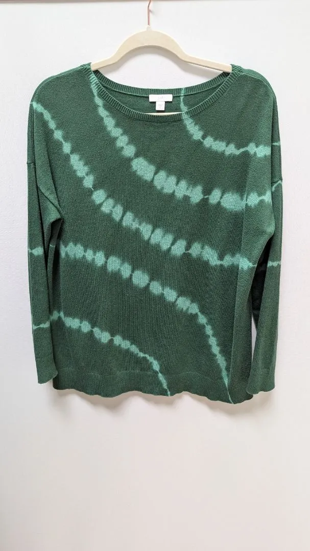 J.Jill Green Tie-Dye Long Sleeve Sweater