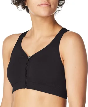 Jockey Women's Bra Mid Impact Zip Front Sports Bra