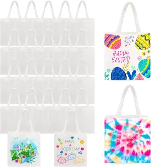 Joyclub 24 Pack 8 x 8.75 inch Mini Tote Bags Bulk Sublimation Blanks Reusable Grocery Small Canvas Bags for Easter Wedding Birthday Party DIY Gifts(White)
