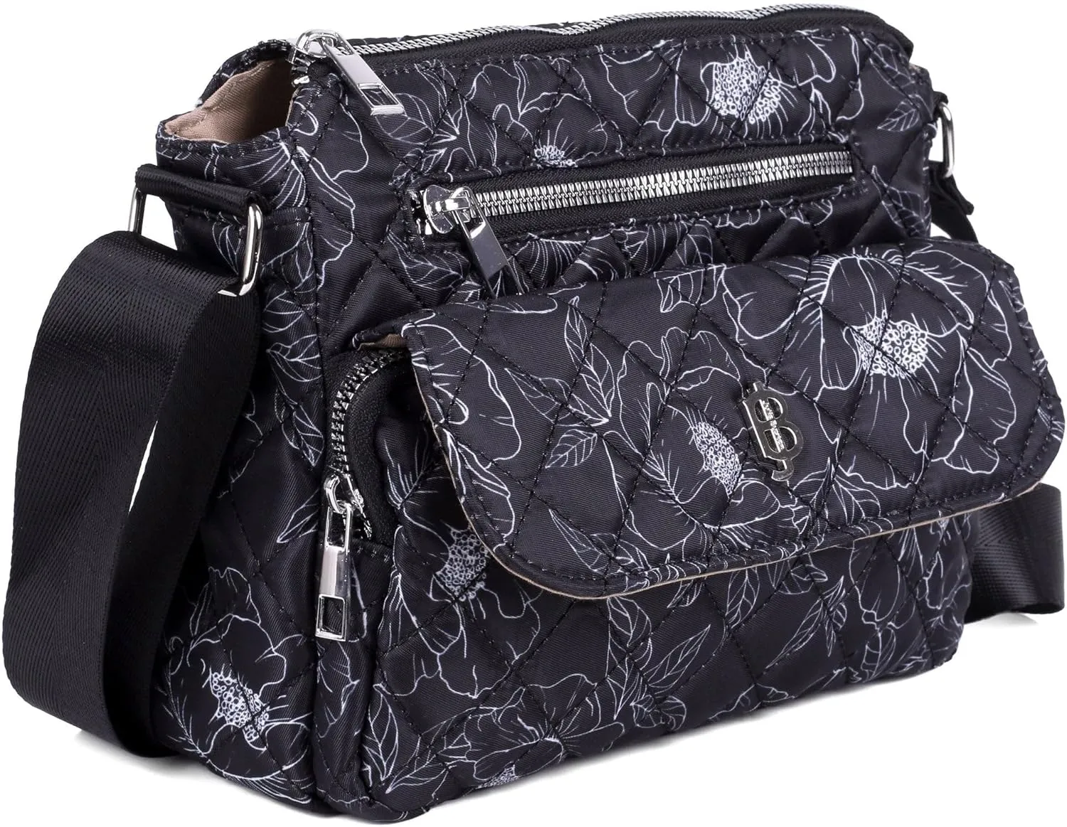 Julia Buxton Nylon Quilted Organizer Crossbody