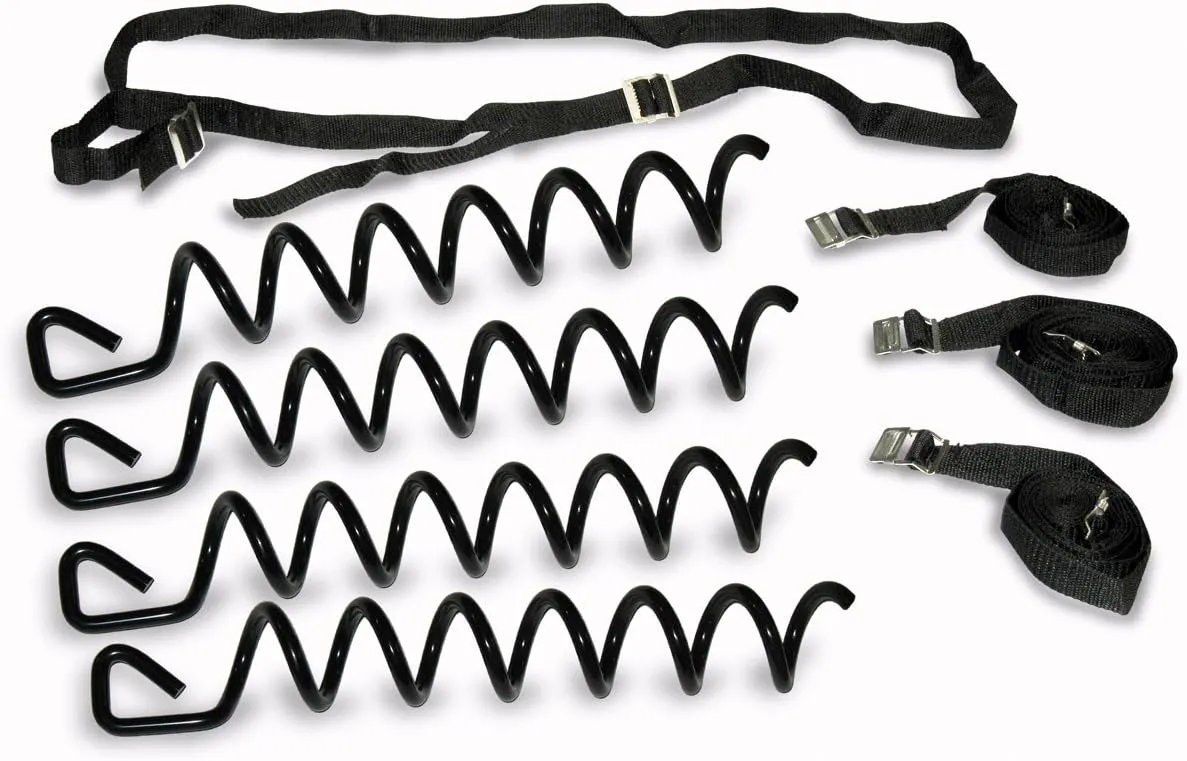 JumpSport Heavy Duty Durable Trampoline Anchor Safety and Stability Kit Set Includes 4 Screws and Straps for High Winds