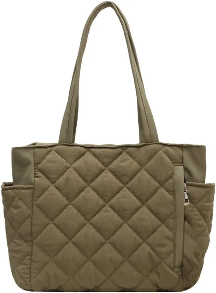 Juoxeepy Quilted Tote Bag for Women Puffer Hobo Handbag Padding Quilted Bag Trendy Lightweight Shoulder Bag Casual