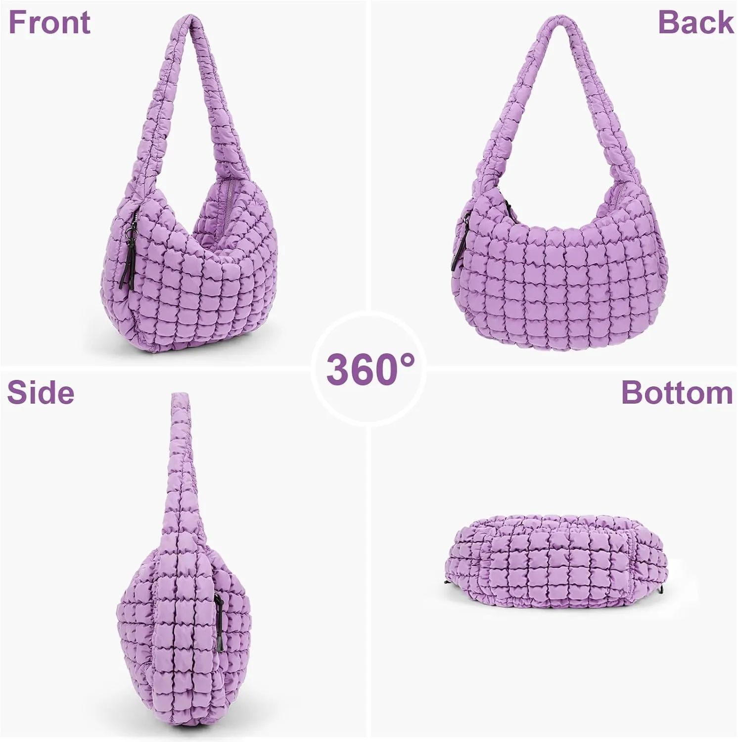 Juoxeepy Quilted Tote Bag Large Carryall Puffer Shoulder Bag Lightweight Padding Hobo Bag