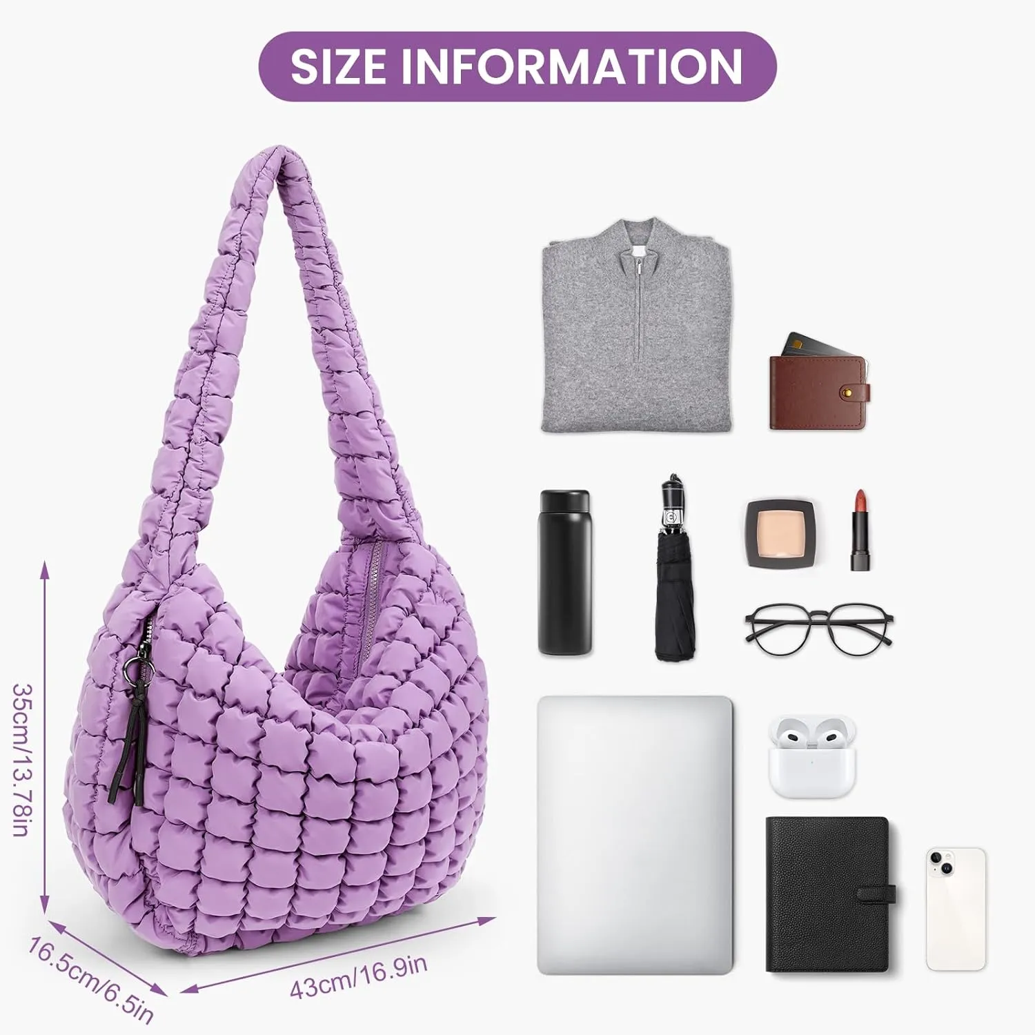 Juoxeepy Quilted Tote Bag Large Carryall Puffer Shoulder Bag Lightweight Padding Hobo Bag